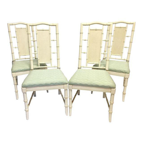 Set of 4 McGuire Style Faux Bamboo Dining Chairs