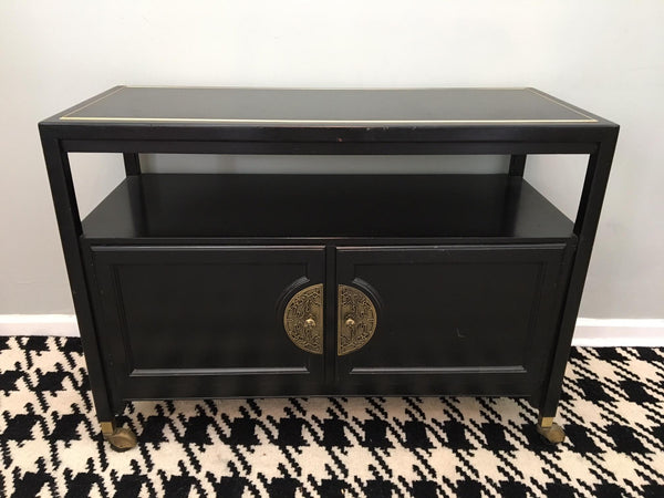 Black Asian Chinoiserie Server Cart front view