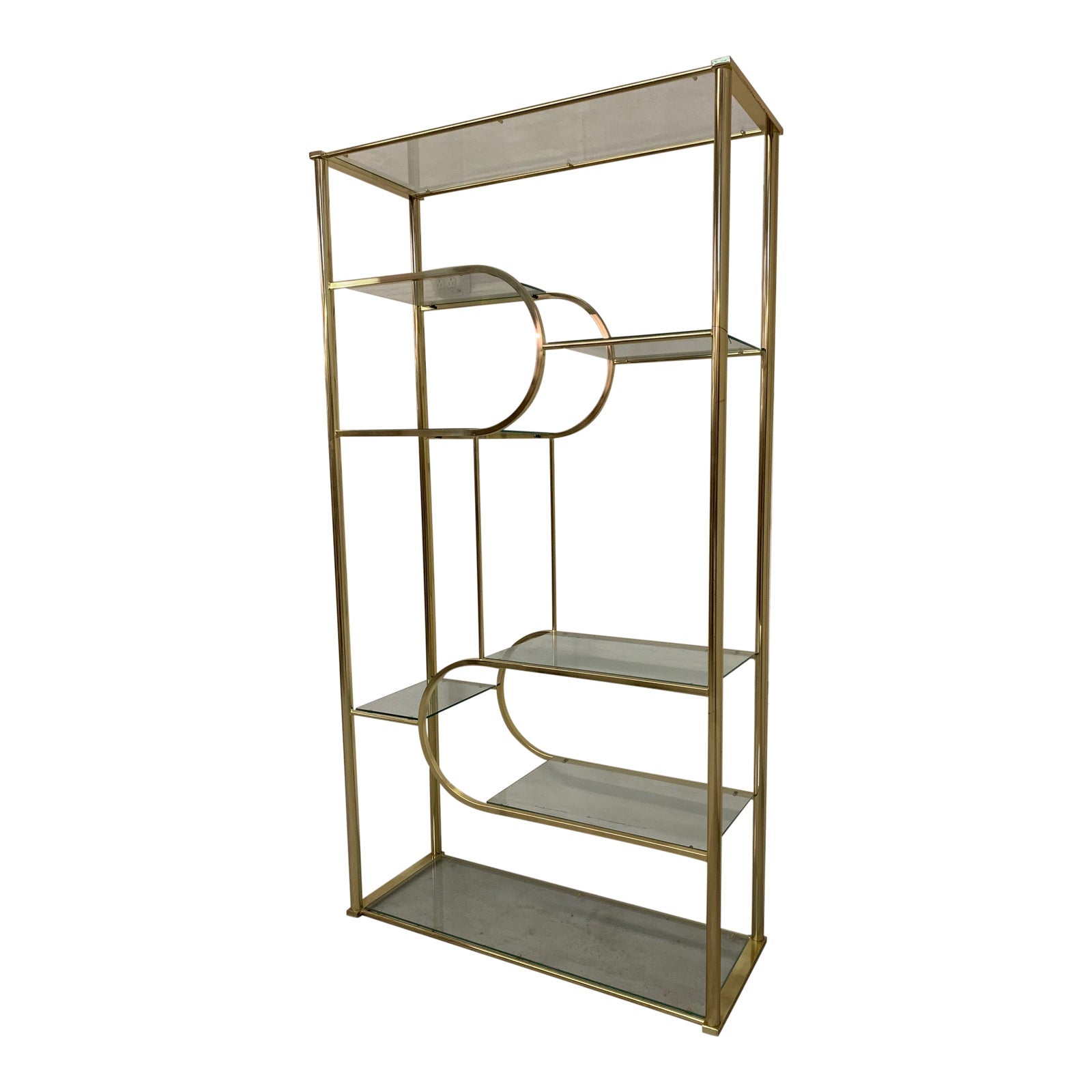 Brass and Glass Etagere by Design Institute of America in the Style of Milo Baughman