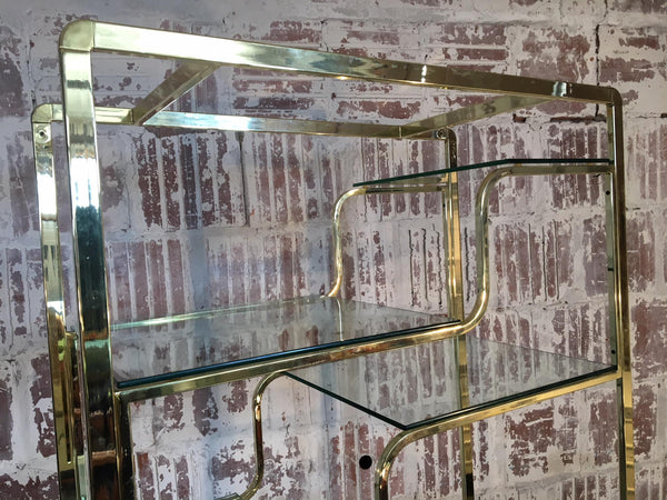 Brass and Glass Etagere in the Manner of Milo Baughman