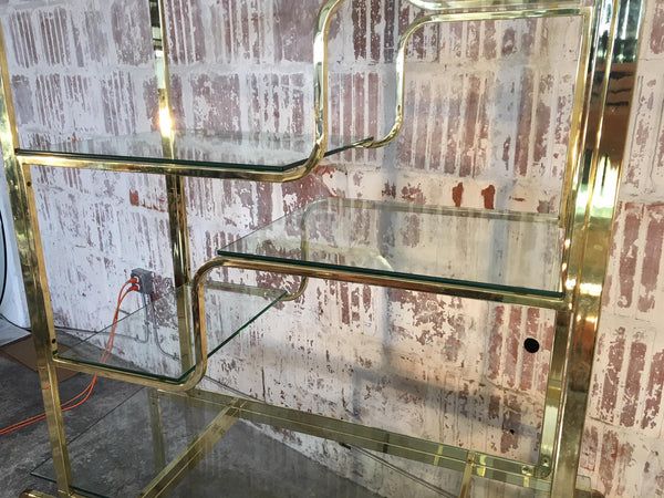 Brass and Glass Etagere in the Manner of Milo Baughman