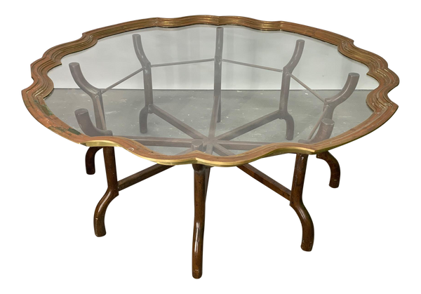 Brass and Glass Tray Top Coffee Table by Baker