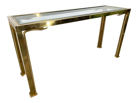 Brass Swan Head Console Table by Mastercraft