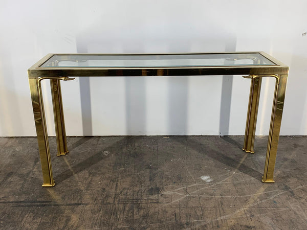 Brass Swan Head Console Table by Mastercraft front view