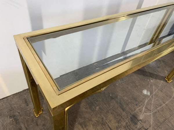Brass Swan Head Console Table by Mastercraft top view