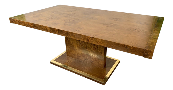 Burl Wood Dining Table by Founders Furniture in the Manner of Milo Baughman