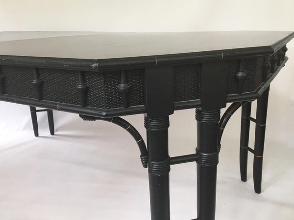 Hollywood Regency Chinese Chippendale Bamboo Dining Table