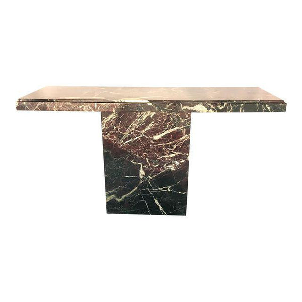 Marble Brutalist Pedestal Console Table