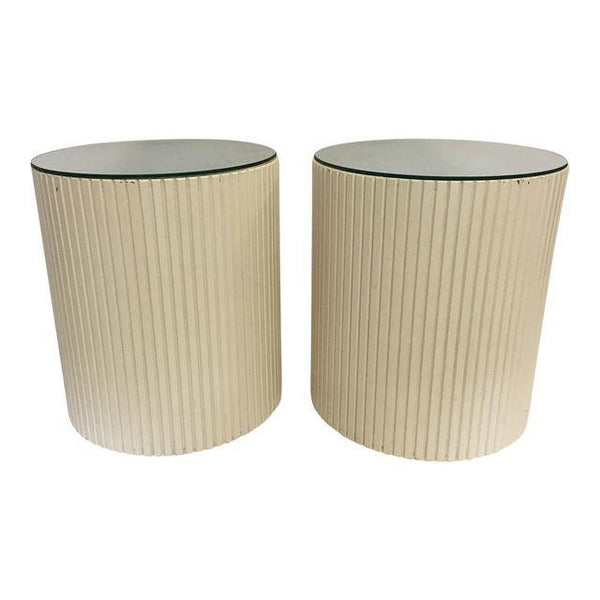 Pair of Mirrored Barrel Cylinder Drum Side Tables