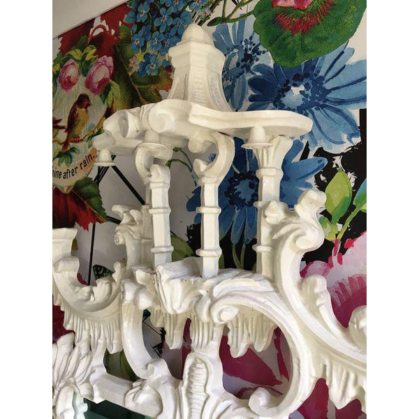 Magnificent White Lacquer Chinese Chippendale Pagoda Mirror