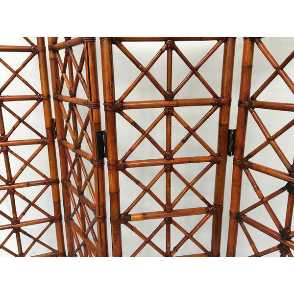 Bamboo Rattan Folding Room Divider top view