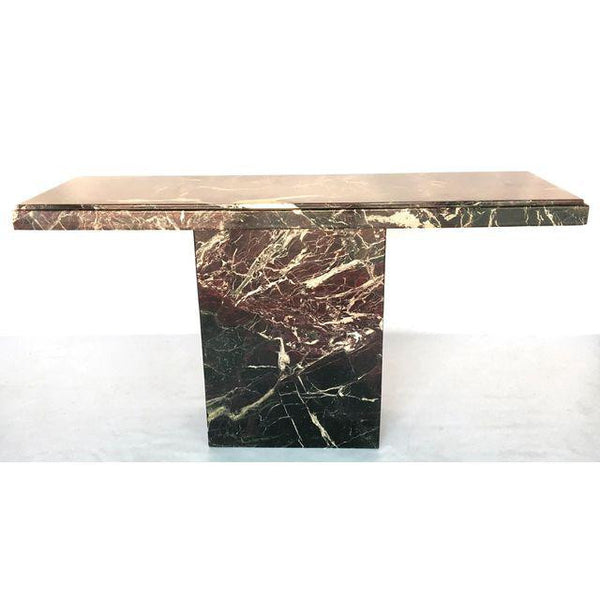 Marble Brutalist Pedestal Console Table