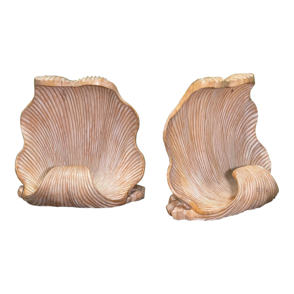 Carved Sea Shell Double Base Dining Table Attributed to Serge Roche