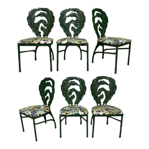 Cast Iron Sculptural Palm Leaf Dining Chairs, Set of 6