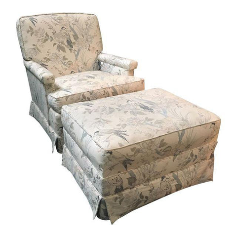 Baker Mid-Century Club Chair & Ottoman Set