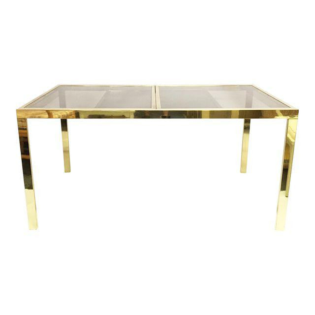 Milo Baughman Style Brass Dining Table