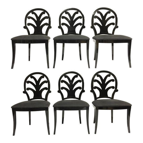 Set of 6 Ello Constantini Pietro Black Lacquered Dining Chairs