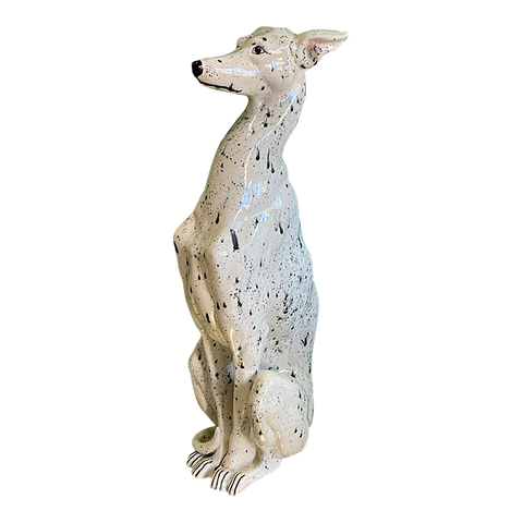Ceramic Life Size Sitting Whippet or Greyhound Dog Statue