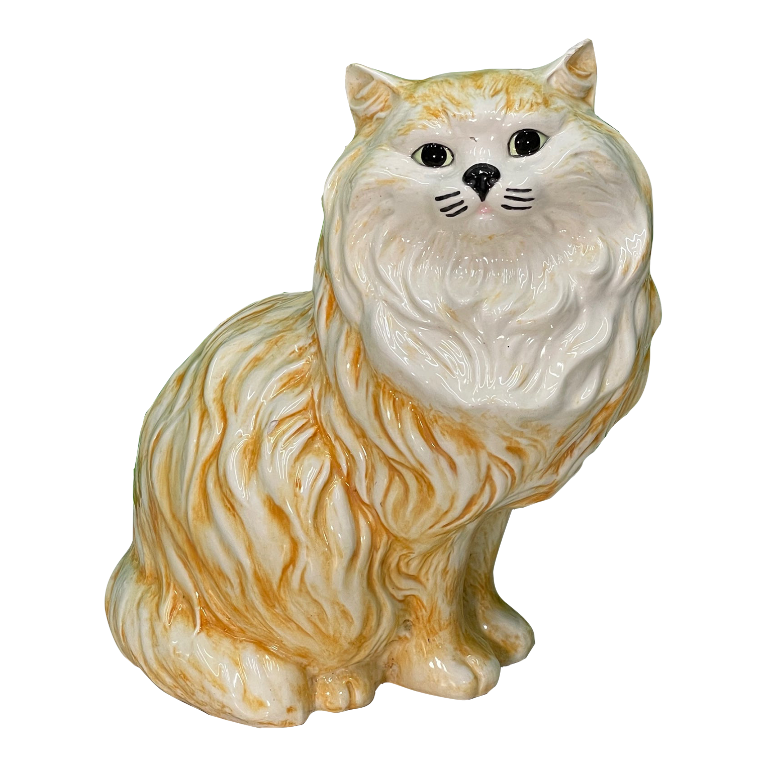 Ceramic Persian Tabby Cat Large Mid Century Figurine