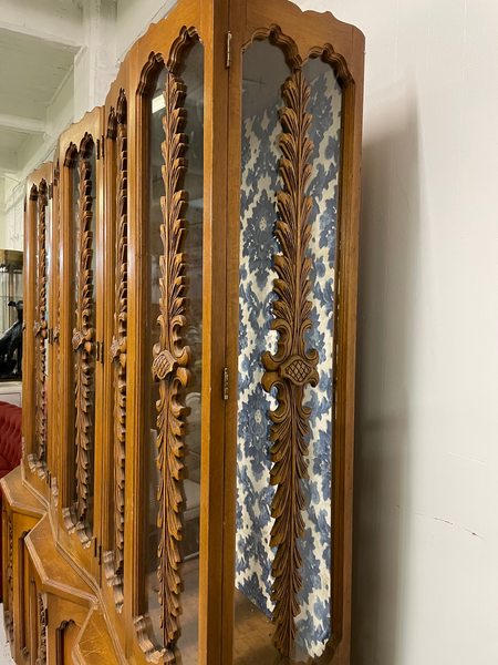 Vintage Hand Carved China Cabinet side view