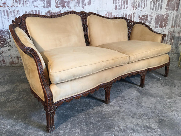 Chinese Chinoiserie Carved Wood Sofa