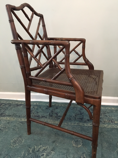 Set of 6 Chinese Chippendale Faux Bamboo Dining Chairs arm chair