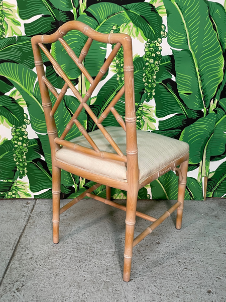 Chinese Chippendale Faux Bamboo Dining Chairs, Set of 6
