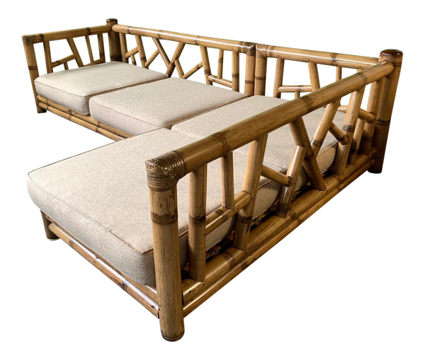 Chinoiserie Oversized Bamboo Sectional Sofa