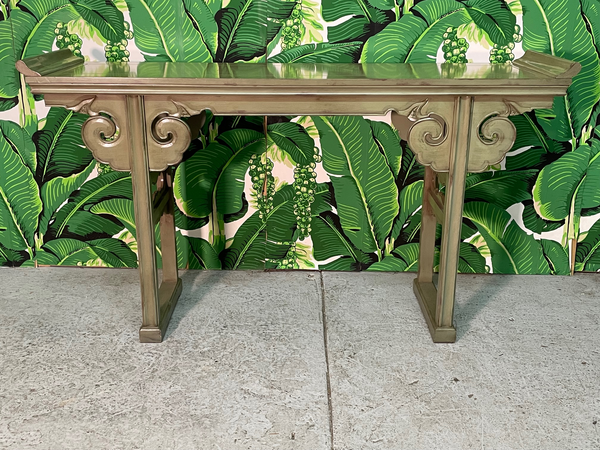 Chinoiserie Pagoda Carved Console Table