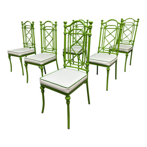 Chinoiserie Style Metal Dining Chairs by Kessler, Set of 6