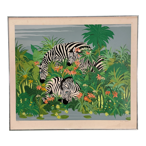 Colorful Zebra and Floral Print in Chrome Frame
