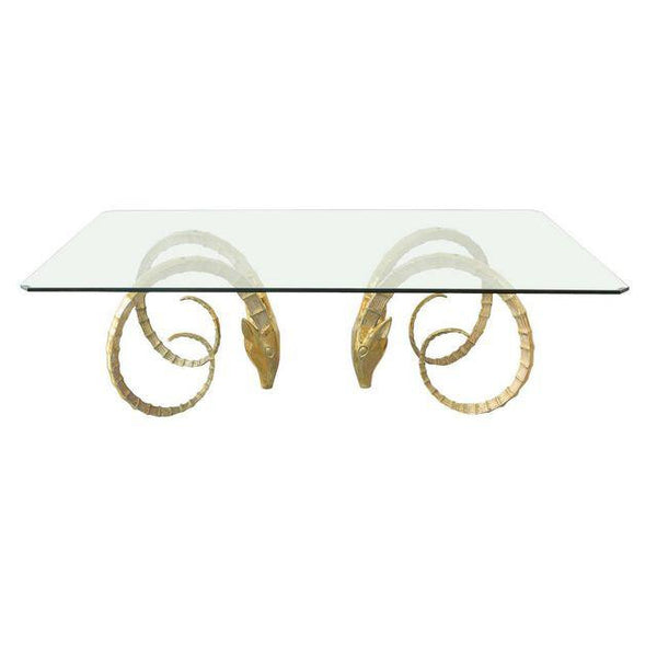 vintage brass ibex rams head dining table