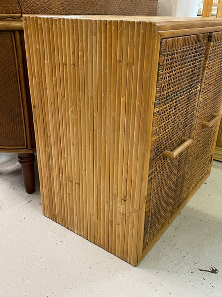 Split Reed Rattan and Wicker Cabinet side view