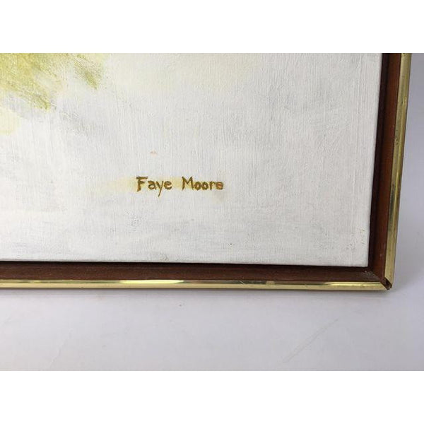 Large Square Framed Flower Oil Painting by Faye Moore