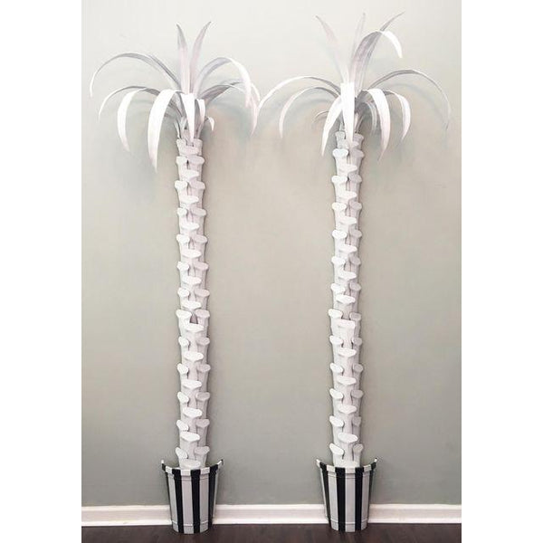 Pair of Monumental Hollywood Regency Tole Palm Tree Wall Sculptures