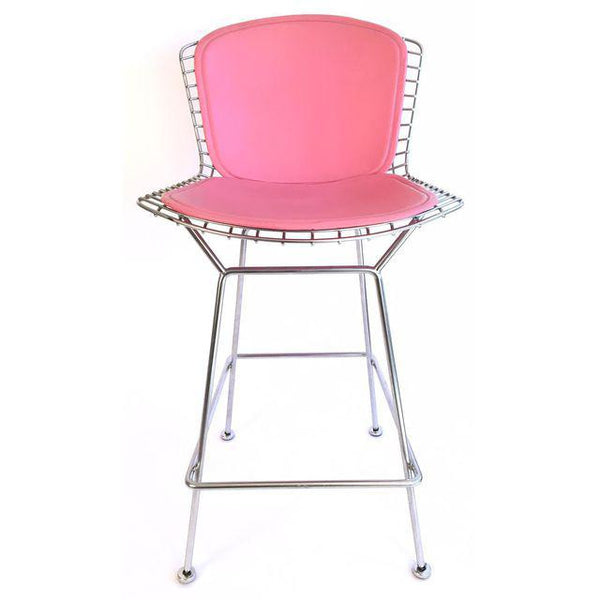 Set of 4 Harry Bertoia Knoll Signed Pink & Chrome Counter Stools
