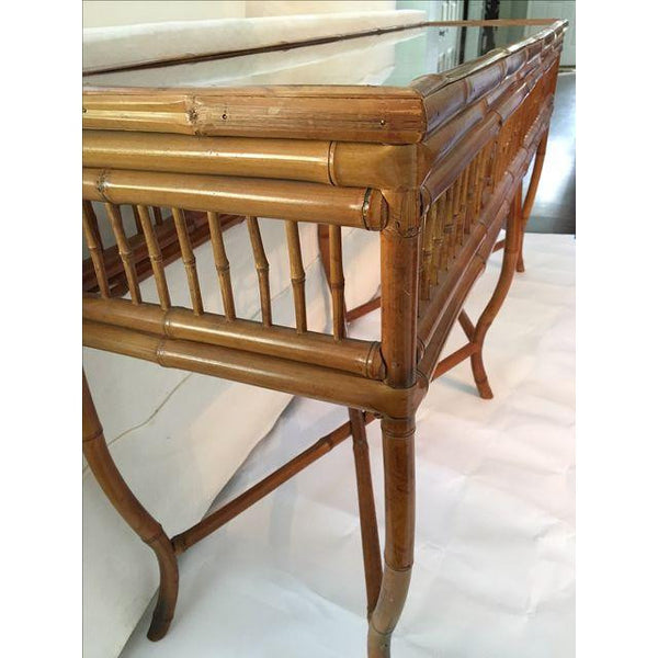 Bamboo and Glass Console Table