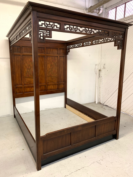 Asian Chinoiserie Queen Size Opium Canopy Bed by Bernhardt