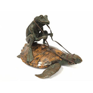 Maitland Smith Bronze Frog Riding on Tortoise