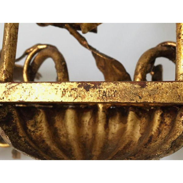 Pair of Italian Gold Gilt Tole Sconce Candle Holders
