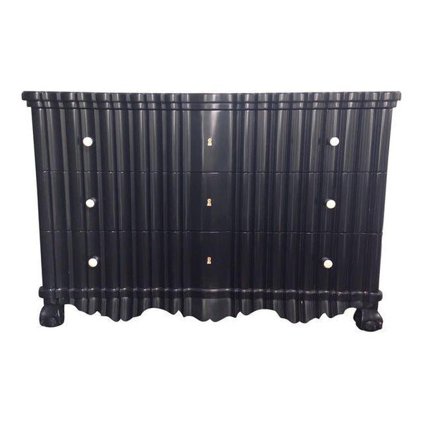 Portuguese Rococo Ebonized 3-Drawer Commode