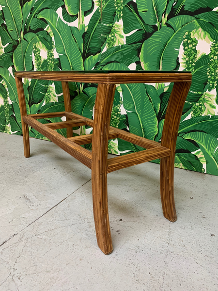 Split Reed Rattan Console Table side view