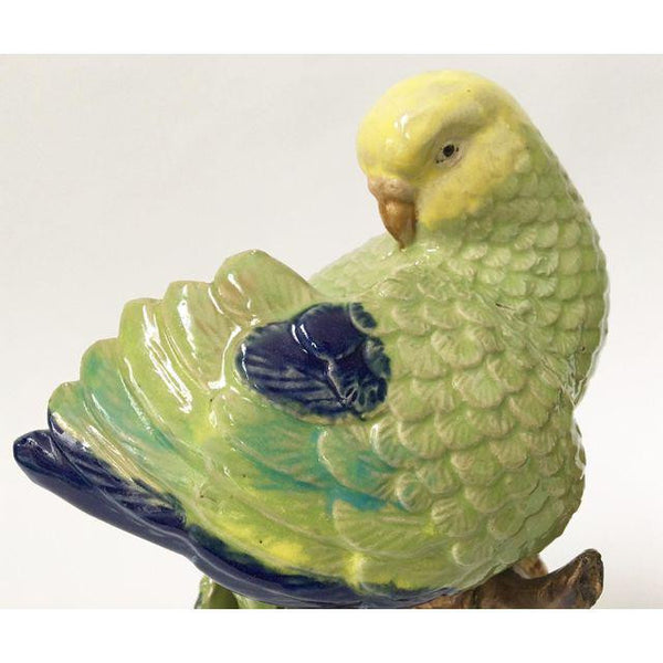 Pair of Sculptural Ceramic Parakeet Birds