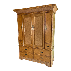 Faux Bamboo and Cane Sandakan Armoire by Miller Yee Fong for Ficks Reed