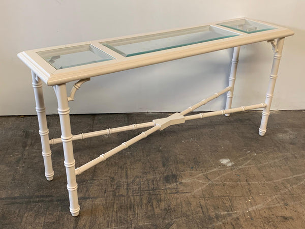 Faux Bamboo and Glass Console Table