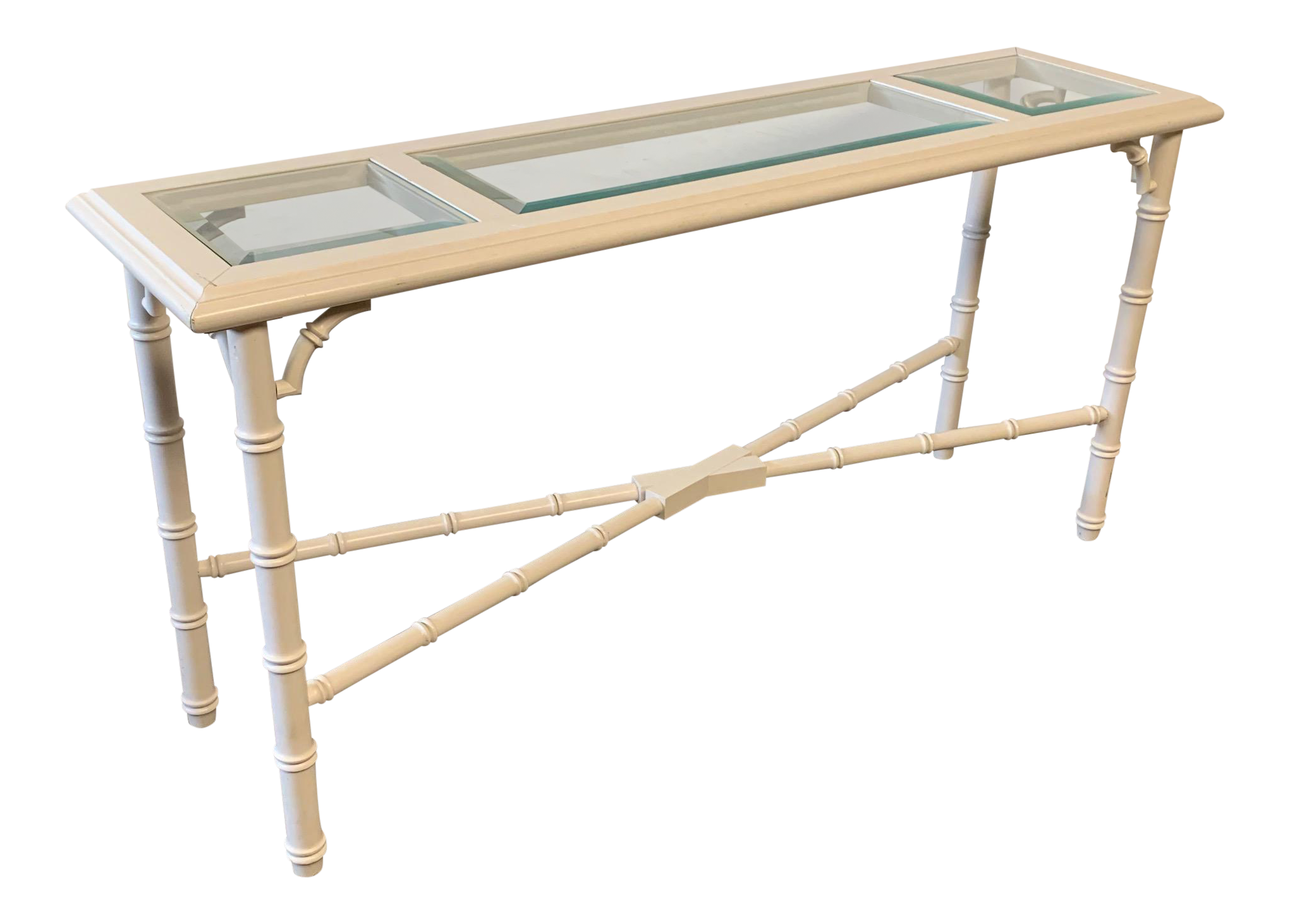 Faux Bamboo and Glass Console Table