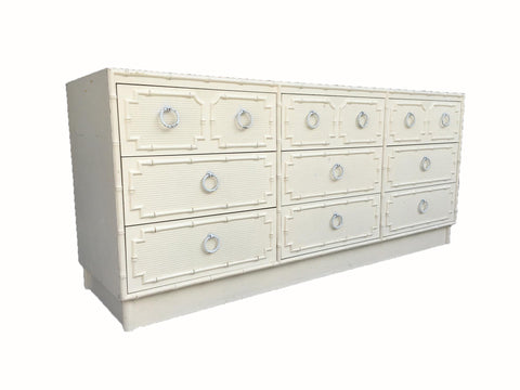 Faux Bamboo and Rattan 9-Drawer Dresser by Omega
