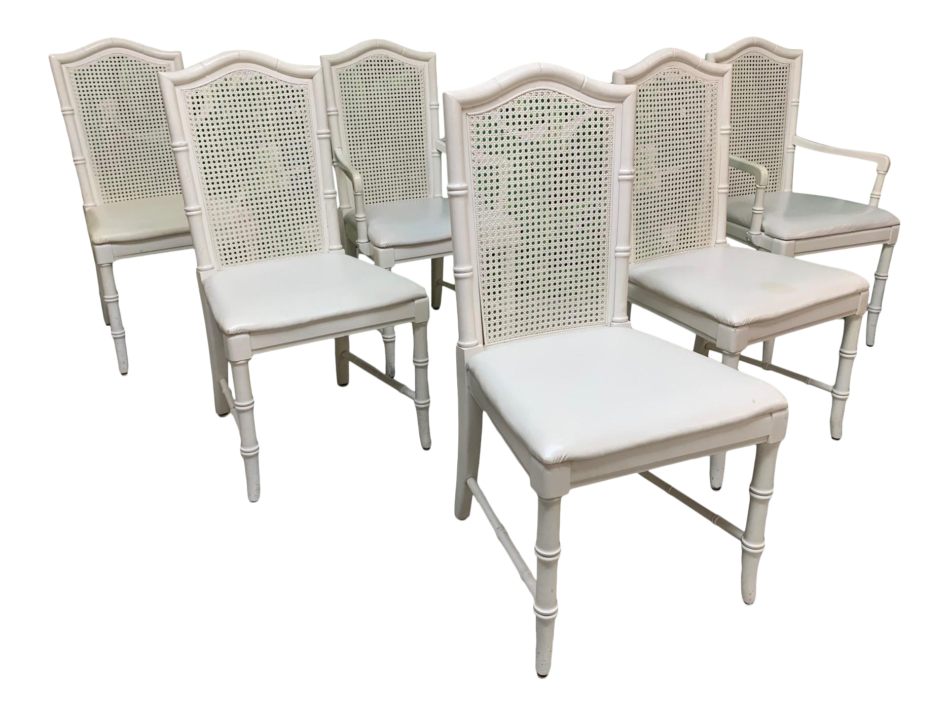 Faux Bamboo Cane Back Dining Chairs by Thomasville, Set of 6