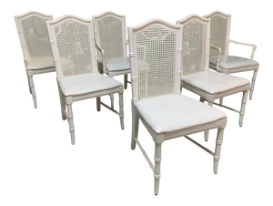 Faux Bamboo Cane Back Dining Chairs by Thomasville, Set of 6