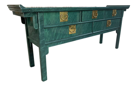 Faux Malachite Asian Console/Altar Table